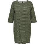 Grüne Bestickte Casual 3/4-ärmelige ONLY Midi Rundhals-Ausschnitt Shirtkleider mit Reißverschluss aus Viskose mit Kapuze für Damen Größe L 
