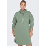 Grüne Langärmelige ONLY Stehkragen Sweatkleider mit Kapuze für Damen Größe XXL für den für den Herbst 
