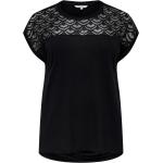 Reduzierte Schwarze Langärmelige ONLY Nachhaltige T-Shirts durchsichtig aus Spitze für Damen Größe XXL Große Größen 