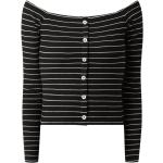 Reduzierte Schwarze Gestreifte Langärmelige ONLY Schulterfreie Cropped Shirts aus Baumwollmischung für Damen Größe XL 