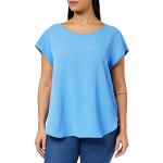 Reduzierte Blaue Unifarbene Streetwear Kurzärmelige ONLY Basic Rundhals-Ausschnitt T-Shirts mit Reißverschluss aus Polyester für Damen Größe S 