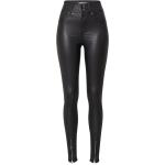 Schwarze Unifarbene 5-Pocket Hosen mit Reißverschluss aus Polyamid für Damen Größe L 