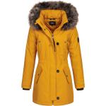 Gelbe ONLY Jacken mit Fellkapuze für Damen für den für den Winter 