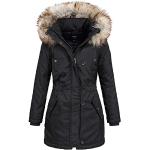 Schwarze ONLY Jacken mit Fellkapuze mit Kapuze für Damen Größe L für den für den Winter 