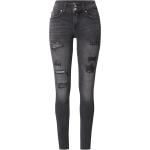 Schwarze Bestickte Ripped Jeans & Zerrissene Jeans mit Reißverschluss aus Denim für Damen Größe L 