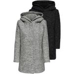 Schwarze ONLY Maxi Kapuzenmäntel mit Reißverschluss aus Wolle mit Kapuze für Damen Größe M für den für den Herbst 