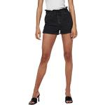 Reduzierte Schwarze ONLY Paperbag-Shorts mit Knopf aus Denim für Damen Größe XS für den für den Sommer 