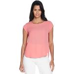 Reduzierte Rosa Unifarbene Kurzärmelige ONLY Basic Rundhals-Ausschnitt T-Shirts mit Reißverschluss für Damen Größe S 