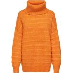 Orange Melierte Langärmelige Rollkragen Rollkragenpullover aus Wolle für Damen Größe XL 