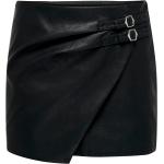 Schwarze Mini Asymmetrische Kunstlederröcke mit Reißverschluss aus Kunstleder für Damen Größe XS 
