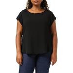Reduzierte Schwarze Unifarbene Streetwear Kurzärmelige ONLY Basic Rundhals-Ausschnitt T-Shirts mit Reißverschluss aus Polyester für Damen Größe XS 