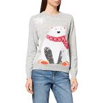 ONLY Damen Weihnachts Strick-Pullover ONLXMas Snow Eisbär Weihnachten 15239702 Light Grey Melange S