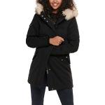 Reduzierte Schwarze ONLY Jacken mit Fellkapuze mit Reißverschluss aus Kunstfell mit Kapuze für Damen Größe S für den für den Winter 