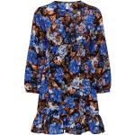 Blaue Langärmelige ONLY Mini V-Ausschnitt Minikleider & kurze Kleider mit Volants aus Polyester für Damen Größe XS 