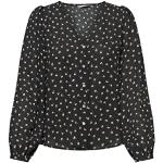 Reduzierte Schwarze Business Langärmelige ONLY Basic V-Ausschnitt Tunika-Blusen für Damen Größe S 
