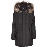 Reduzierte Schwarze ONLY Jacken mit Fellkapuze mit Knopf mit Kapuze für Damen Größe XS für den für den Winter 