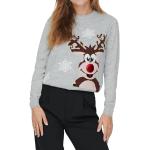 ONLY Damen Weihnachts Strick-Pullover ONLXMas Bell Rentier Weihnachten mit Glöckchen 15243243 Light Grey Melange XL