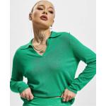 Grüne ONLY Hannah V-Ausschnitt Strickpullover aus Viskose Cropped für Damen Größe XL für den für den Herbst 