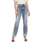 Reduzierte Hellblaue ONLY Ripped Jeans & Zerrissene Jeans mit Reißverschluss aus Baumwolle maschinenwaschbar für Damen 