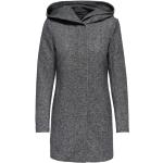Reduzierte Graue ONLY Maxi Kapuzenmäntel aus Polyester mit Kapuze für Damen Größe L für den für den Herbst 