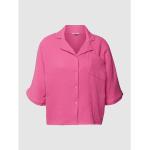 Reduzierte Pinke Unifarbene Kurzärmelige ONLY Hemdblusen aus Baumwolle für Damen Größe L 