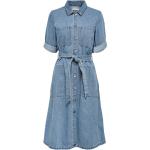 Blaue 3/4-ärmelige ONLY Midi Midikleider & knielange Kleider aus Denim für Damen Größe S - versandkostenfrei 
