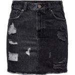 Schwarze Casual ONLY Mini Jeans-Miniröcke mit Reißverschluss aus Baumwolle für Damen Größe XS 