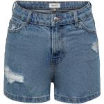Blaue Unifarbene ONLY Jeans-Shorts mit Reißverschluss für Damen Größe L für den für den Sommer 