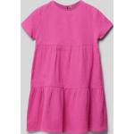 Fuchsiafarbene ONLY Kinderkleider mit Volants aus Baumwolle für Mädchen Größe 158 