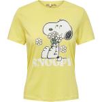 Blumenmuster Casual Kurzärmelige ONLY Die Peanuts Snoopy Rundhals-Ausschnitt T-Shirts aus Jersey für Damen Größe XS 