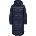 Dunkelblaue Gesteppte ONLY Maxi Damensteppmäntel & Damenpuffercoats mit Reißverschluss aus Polyester mit Kapuze Größe XS Tall 