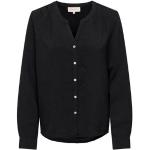 Schwarze Unifarbene Langärmelige ONLY Mette Langarmblusen aus Polyester für Damen Größe XS für den für den Frühling 