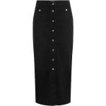 Schwarze Unifarbene ONLY Maxi Lange Jeansröcke mit Knopf für Damen Größe S - versandkostenfrei 