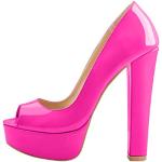 Pinke Lack-Optik Elegante Onlymaker Offene Peep Toe Pumps für Damen Größe 39 