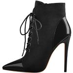 Schwarze Onlymaker Pfennigabsatz High Heel Stiefeletten & High Heel Boots mit Schnürsenkel für Damen Größe 43 