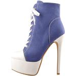 Blaue Onlymaker High Heel Stiefeletten & High Heel Boots mit Schnürsenkel aus Canvas Gefüttert für Damen Größe 45 für den für den Winter 