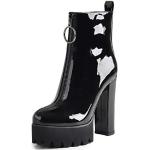 Schwarze Elegante Onlymaker Runde High Heel Stiefeletten & High Heel Boots mit Reißverschluss aus Kunstleder für Damen Größe 41 für den für den Herbst 