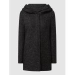Reduzierte Schwarze ONLY Kapuzenmäntel mit Reißverschluss aus Wolle für Damen Größe XS 