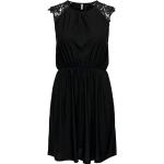 Schwarze Unifarbene Ärmellose ONLY Mini Rundhals-Ausschnitt Spitzenkleider aus Jersey für Damen Größe XS für Partys 