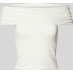 Offwhitefarbene ONLY Live Love T-Shirts aus Baumwolle enganliegend für Damen Größe L 