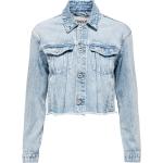 Hellblaue ONLY Übergangsjacken aus Denim Cropped für Damen Größe XL für den für den Sommer 