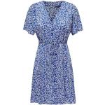 Reduzierte Blaue Kurzärmelige ONLY Mini V-Ausschnitt Minikleider & kurze Kleider aus Viskose für Damen Größe L 