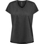 Schwarze Sportliche V-Ausschnitt T-Shirts aus Polyester Größe M 