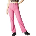 Reduzierte Pinke Unifarbene ONLY Straight Leg Jeans mit Reißverschluss aus Baumwolle für Damen Größe XS Weite 26, Länge 32 