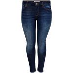 Dunkelblaue Unifarbene ONLY Slim Fit Jeans mit Reißverschluss aus Baumwolle für Damen Große Größen Weite 44 
