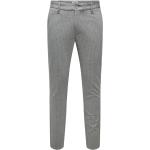 Hellgraue Gestreifte Chino-Jeans mit Reißverschluss aus Denim für Herren Größe L Weite 38 