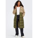 Braune Gesteppte Color Blocking Winddichte ONLY Maxi Damensteppmäntel & Damenpuffercoats mit Reißverschluss aus Polyester mit Kapuze Größe XS für den für den Winter 