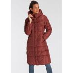 Rote Gesteppte Casual ONLY Maxi Damensteppmäntel & Damenpuffercoats mit Reißverschluss aus Polyester mit Kapuze Größe L für den für den Winter 