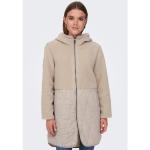 Beige Gesteppte Casual ONLY Damensteppmäntel & Damenpuffercoats mit Reißverschluss aus Polyester mit Kapuze Größe XS für den für den Winter 