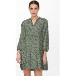 Grüne 3/4-ärmelige ONLY Thea V-Ausschnitt Sommerkleider mit Volants aus Polyester für Damen Größe XS 